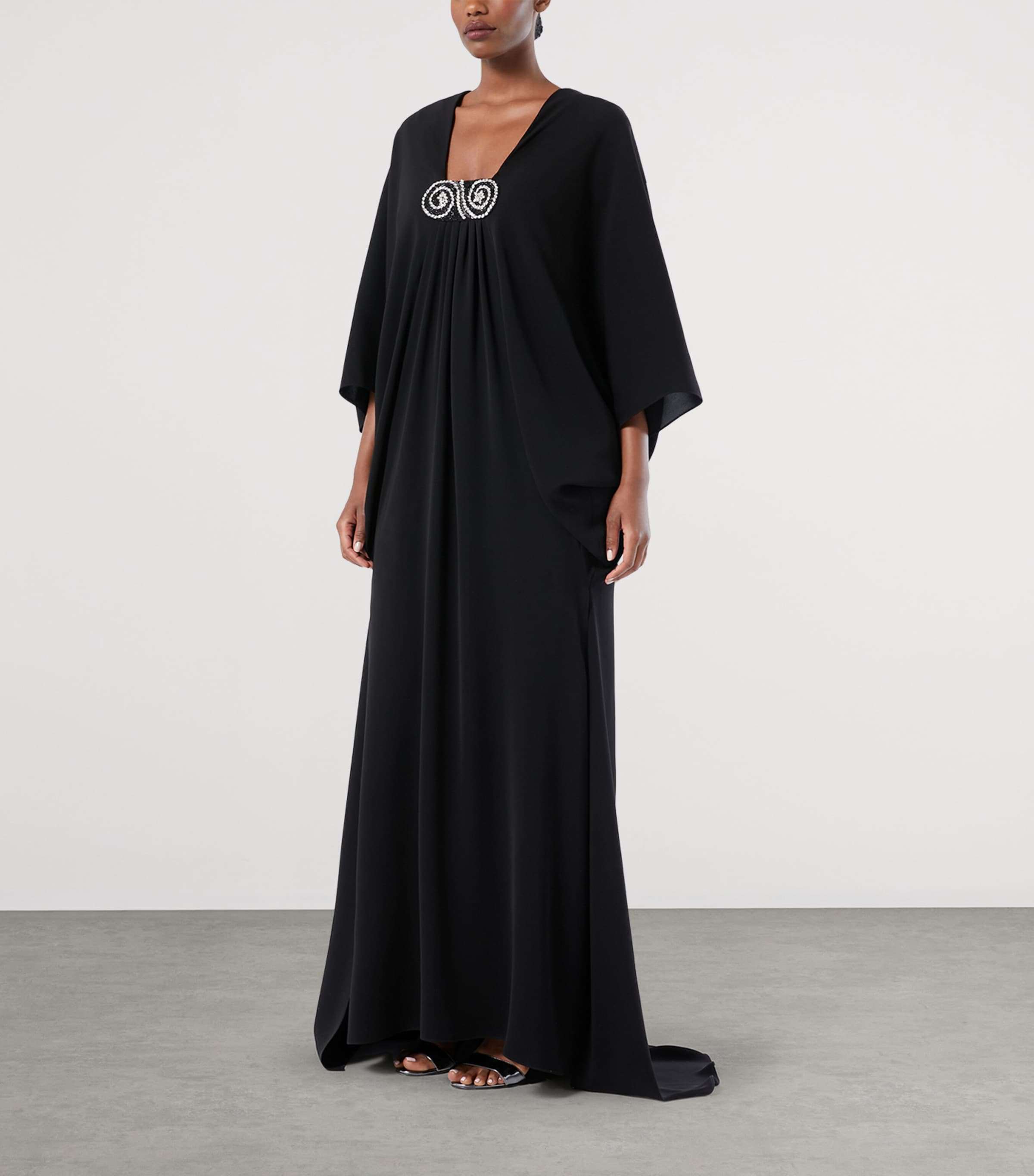 Crepe Embellished Maxi Dress BLACK Image 2