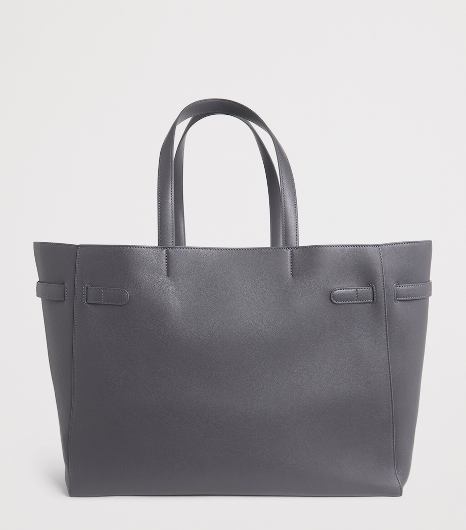 Thom Browne Leather Cabas Tote Bag Dark Grey Image 3