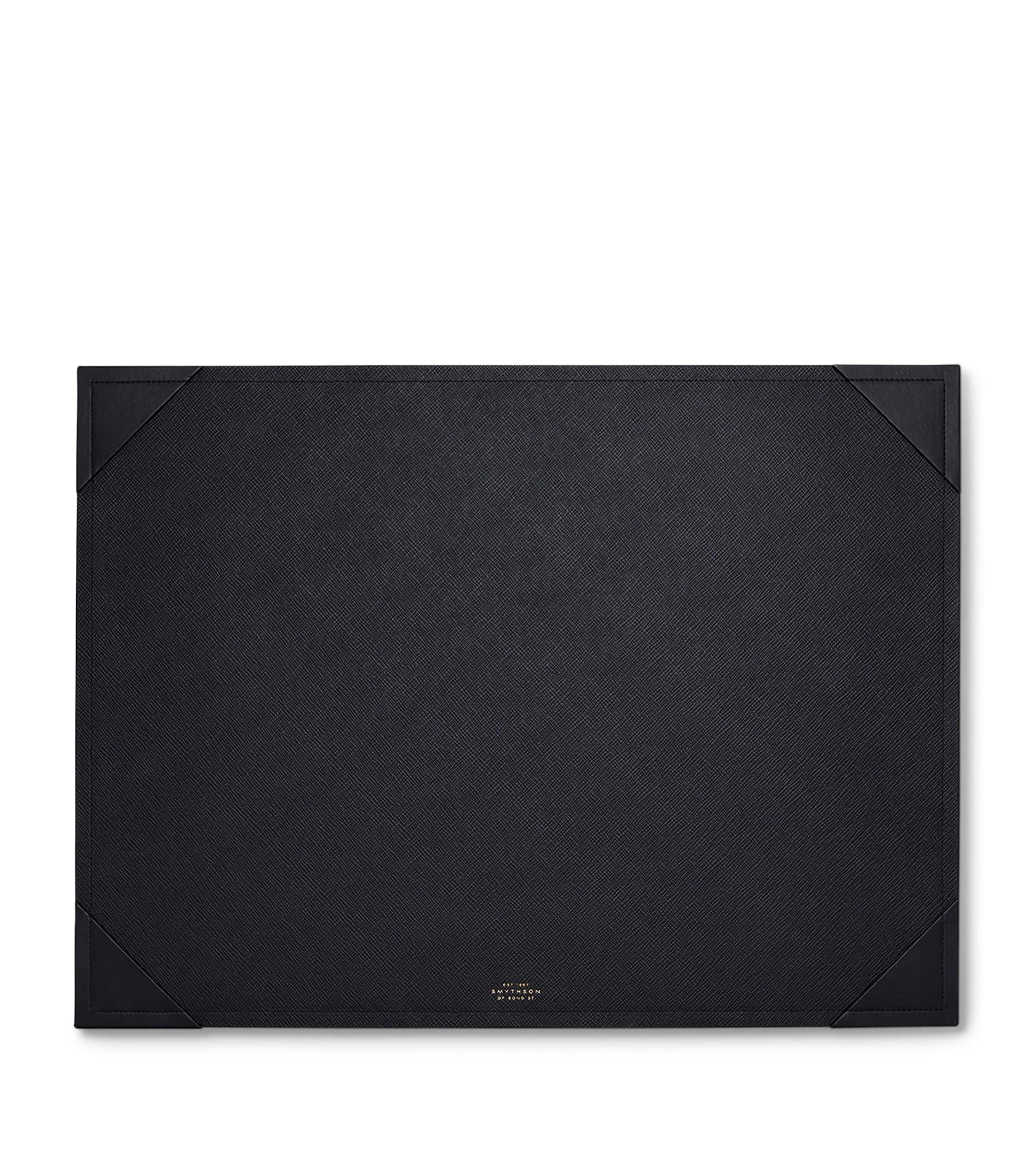 Smythson Large Leather Desk Mat Black Image 1