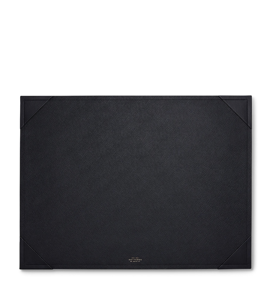 Smythson Large Leather Desk Mat Black Image 1