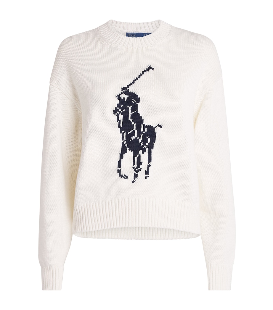 Jacquard Polo Pony Sweater WHITE Image 1