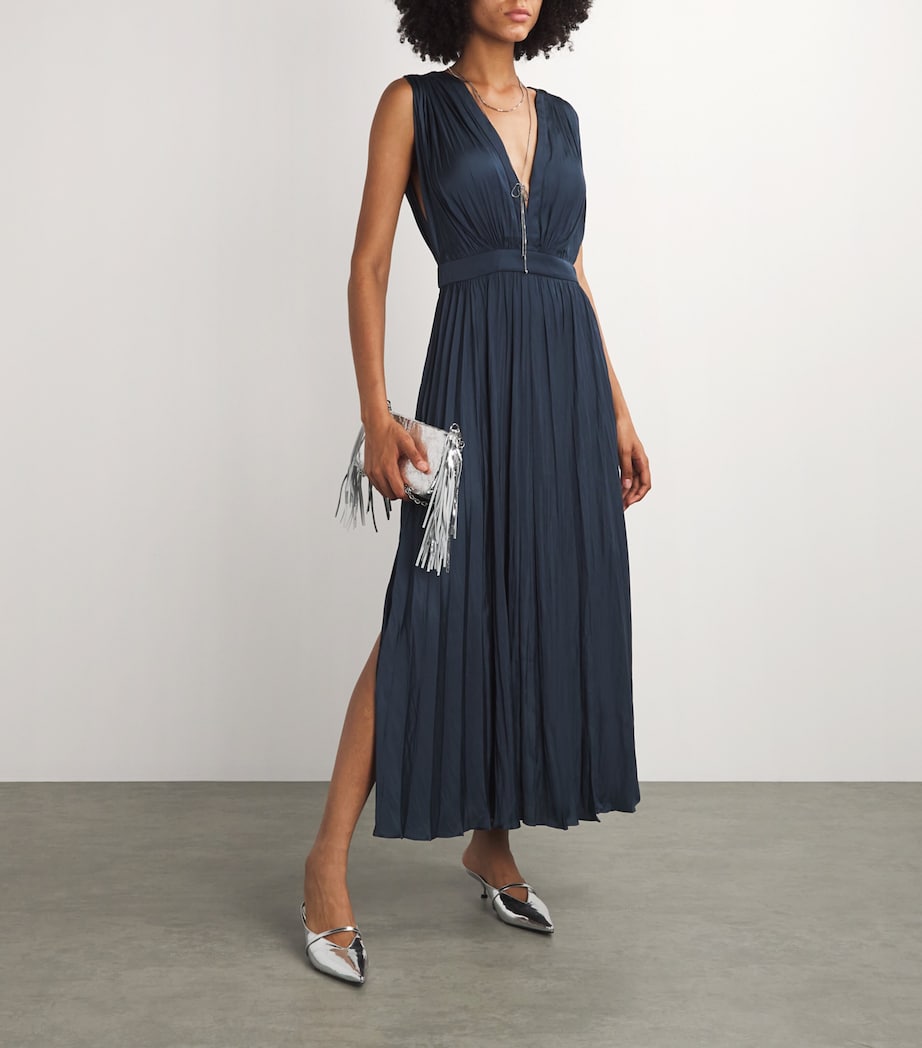 Revillou Pleated Midi Dress NAVY Image 2
