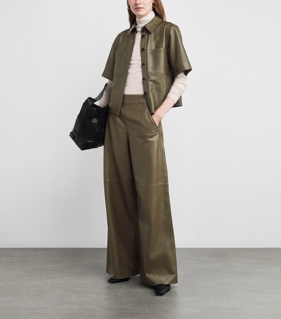 Lambskin Wide-Leg Trousers INTENSE OLIVE Image 2