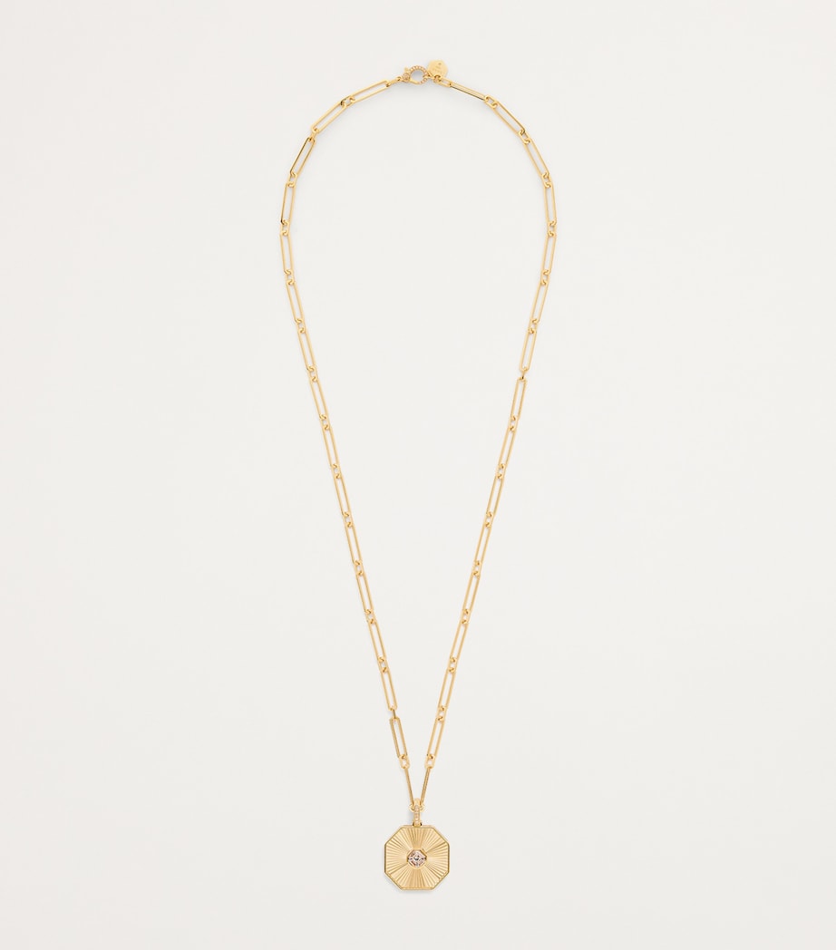 Yellow Gold and Diamond Octagon Pendant Necklace YELLOW GOLD Image 3