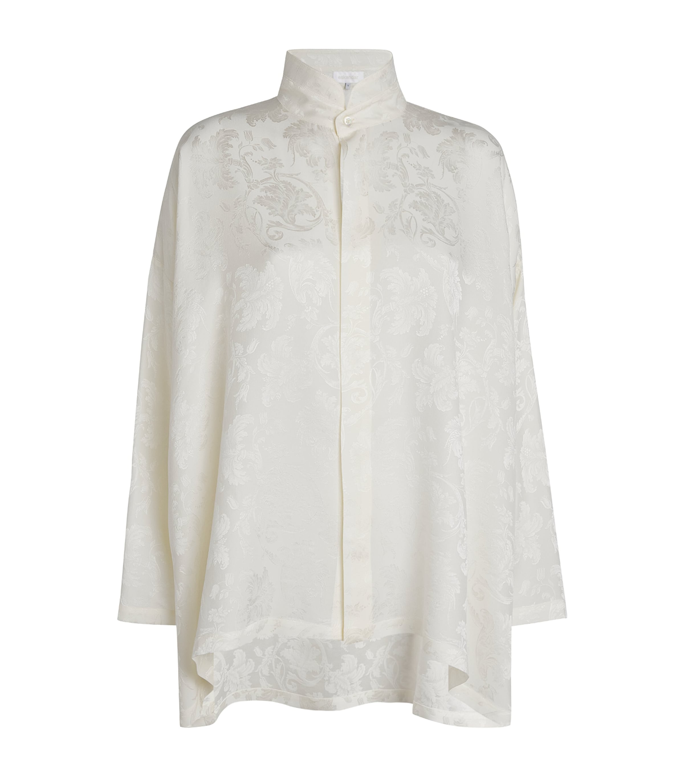Eskandar Womens Silk Double-Stand Collar Shirt Ivory Image 1