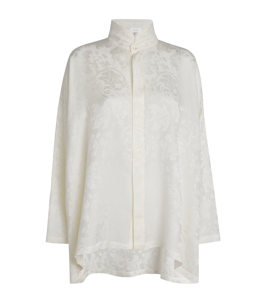 Eskandar Womens Silk Double-Stand Collar Shirt Ivory Image 1
