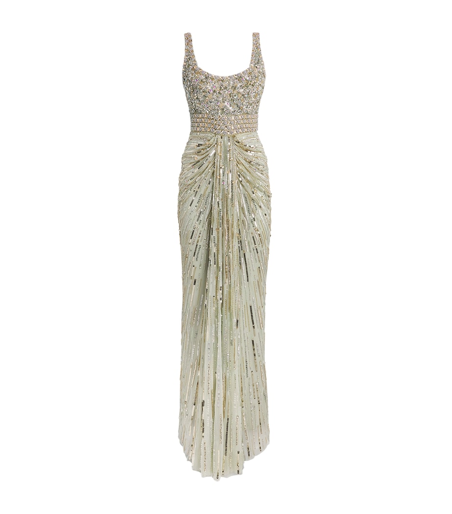 Jenny Packham Womens Embellished Elixir Gown Gentle Green Image 1