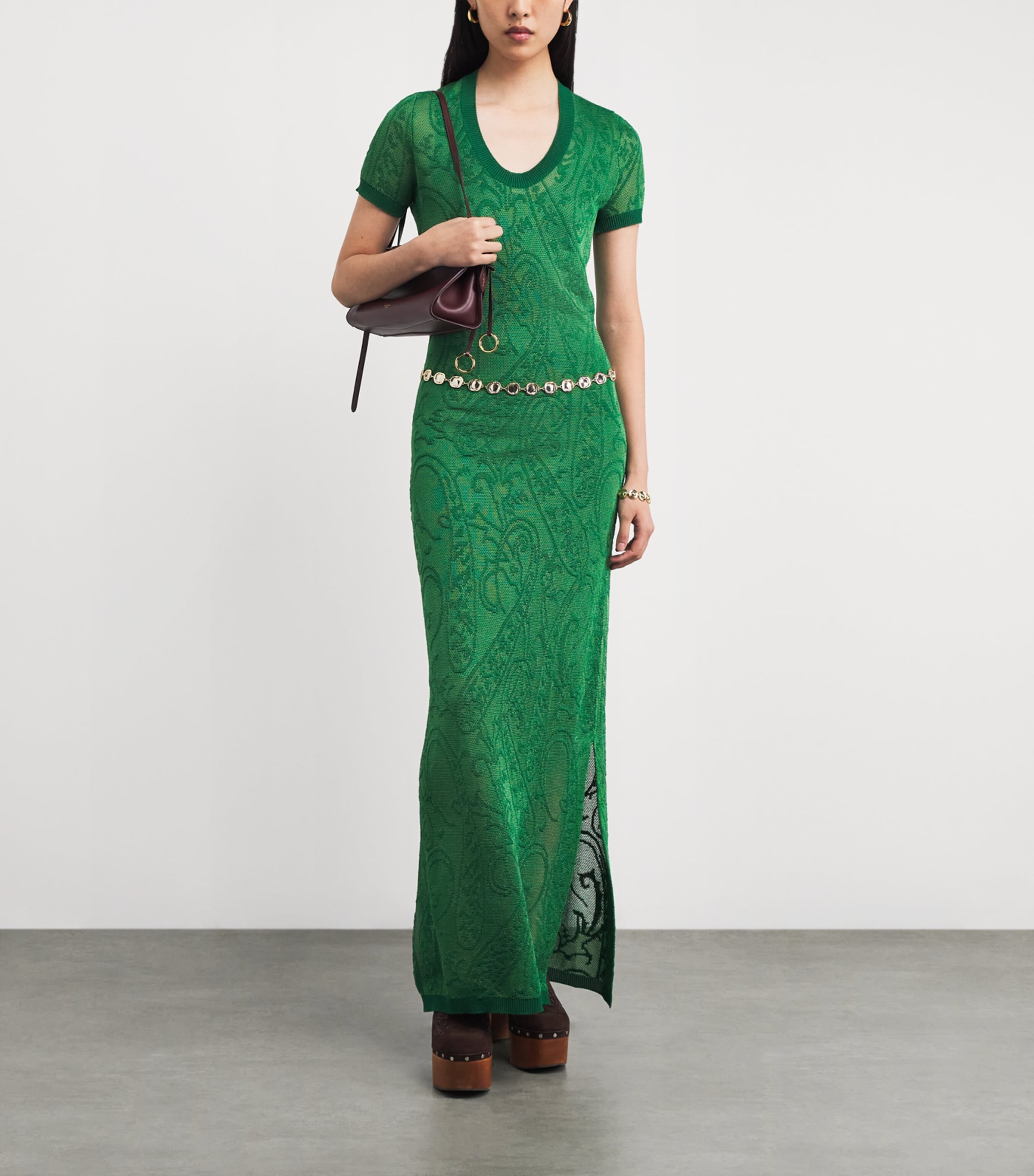 Paisley Short-Sleeve Maxi Dress V0833 Image 2