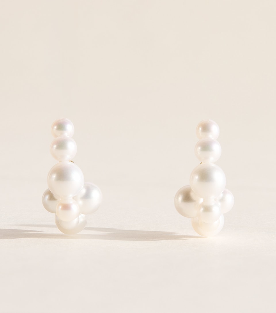 Sophie Bille Brahe Yellow Gold and Pearl Boucle Botticelli Hoop Earrings Yellow Gold