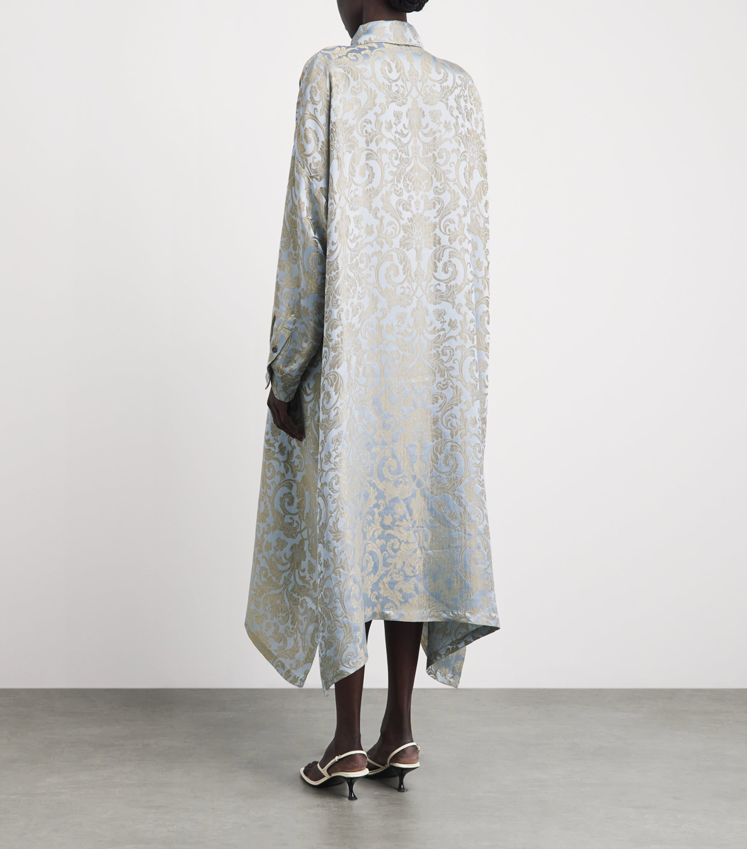 Eskandar Womens Wide A-Line Midi Shirt Dress Brgtnbl Image 4