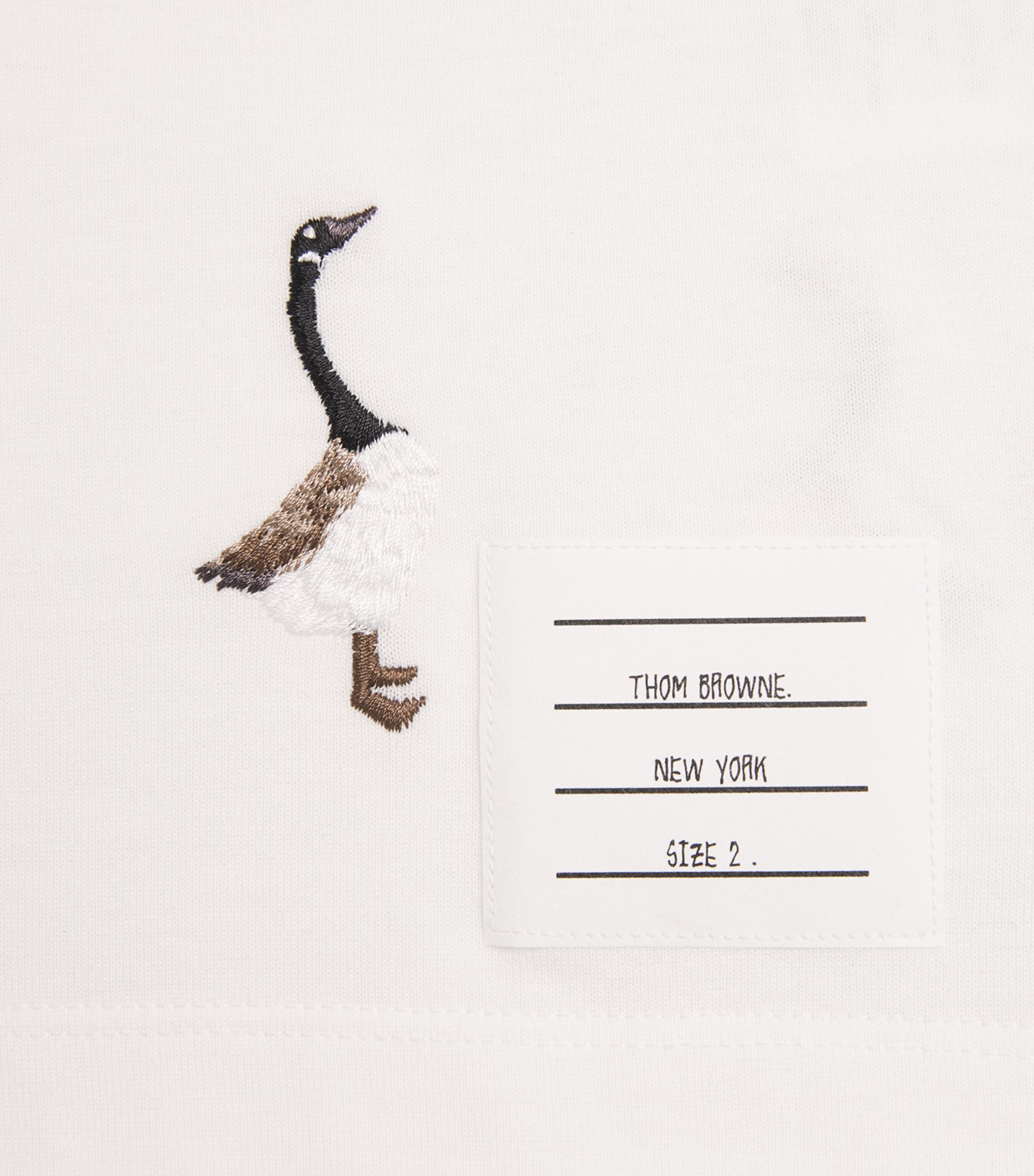 Cotton Embroidered Geese T-Shirt WHITE Image 5