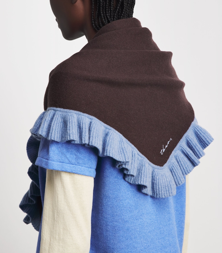 TBCO Merino Wool Triangle Scarf Brown Ruffle Image 3