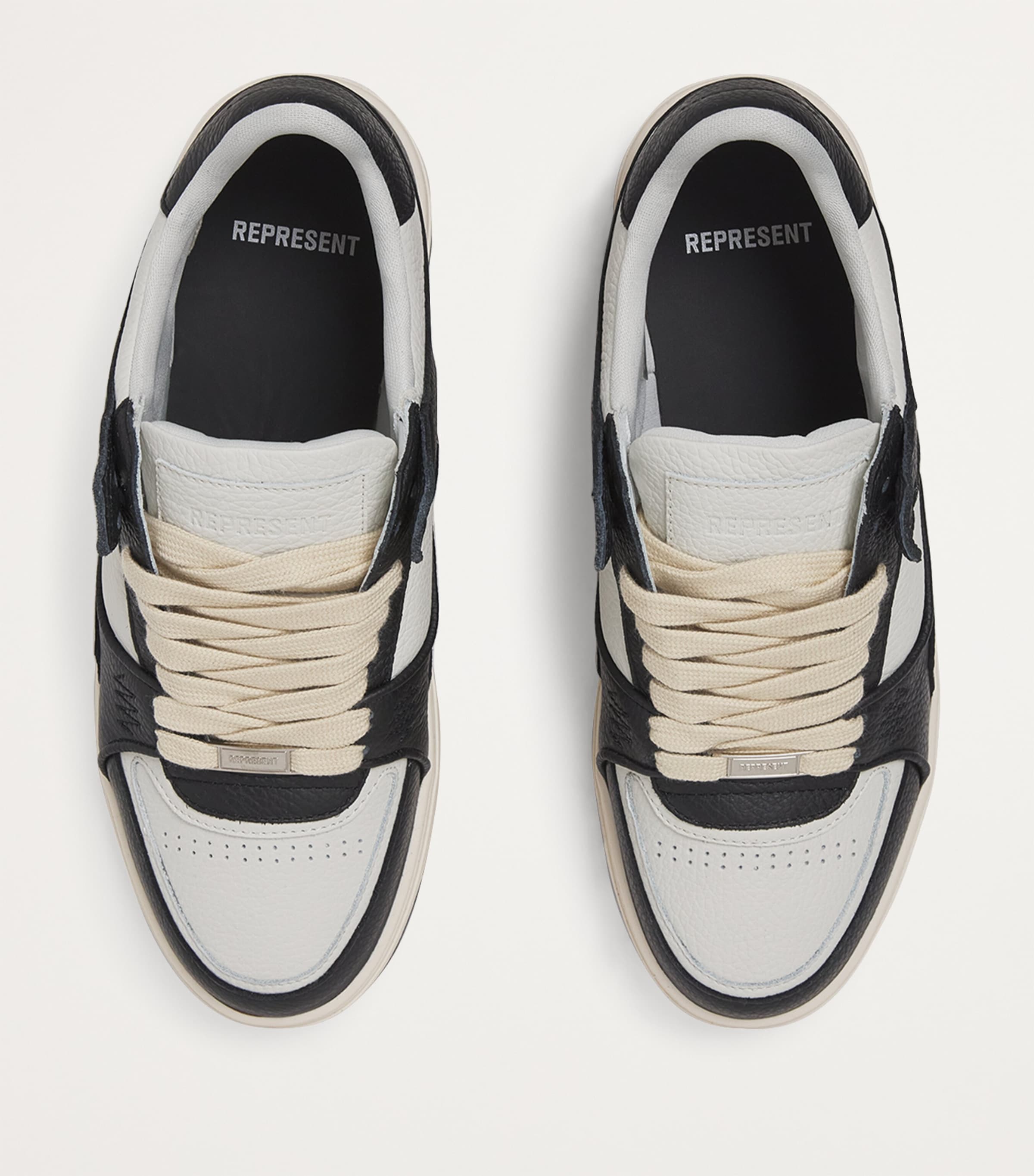 Represent Leather Apex Low-Top Sneakers Black/vintage White Image 3
