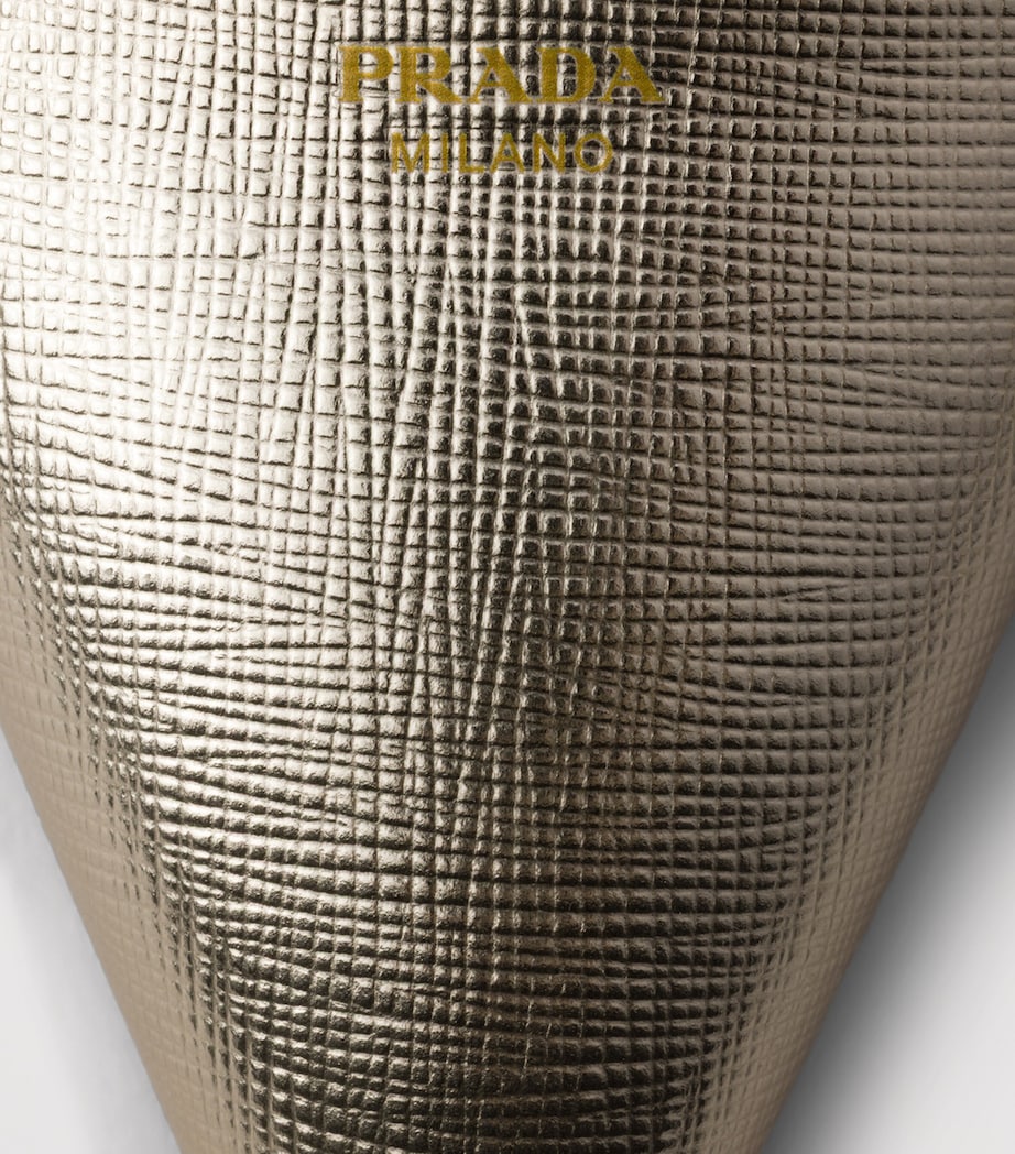 Prada Metallic Saffiano Leather Slingback Heels 75 Gold/silver Image 5