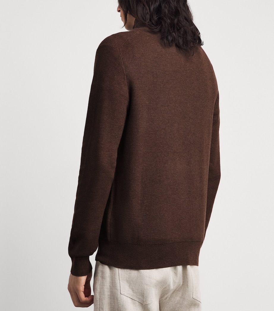 Polo Ralph Lauren Mens Cotton Half-Zip Sweater Nutmeg Brown Hthr Image 5