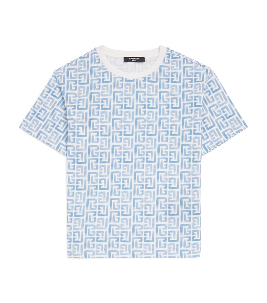 Cotton Monogram T-Shirt (4-14 Years) 100CE WHITE/BLUE Image 1