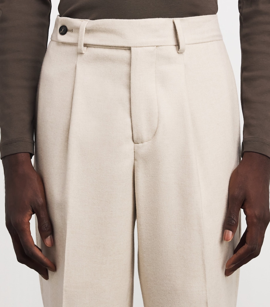 Colombo Mens Cashmere Pleated Straight Trousers Natural White Image 3