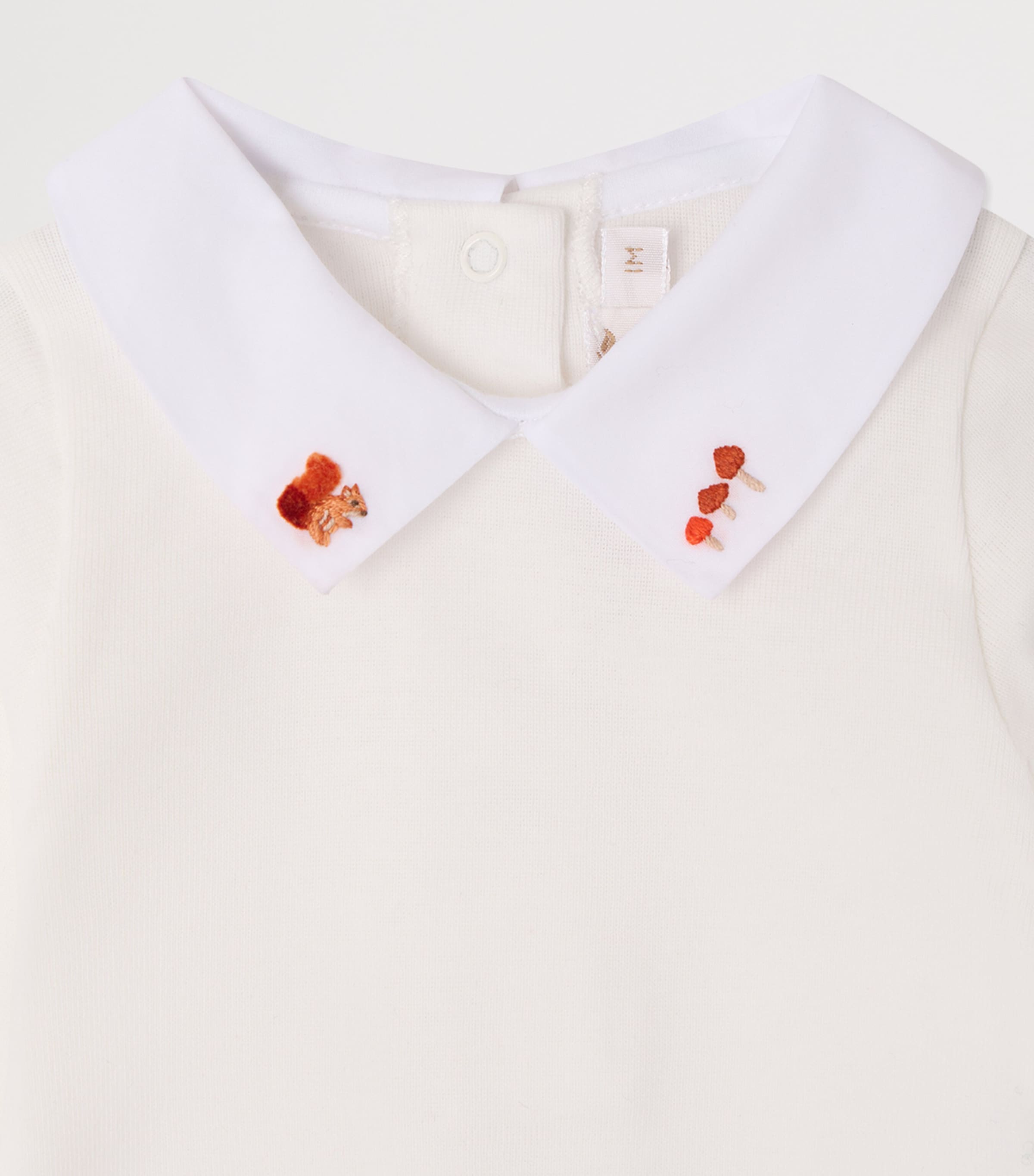 Bonpoint Cotton Collared Bodysuit (3-18 Months) Blanc Lait Image 3
