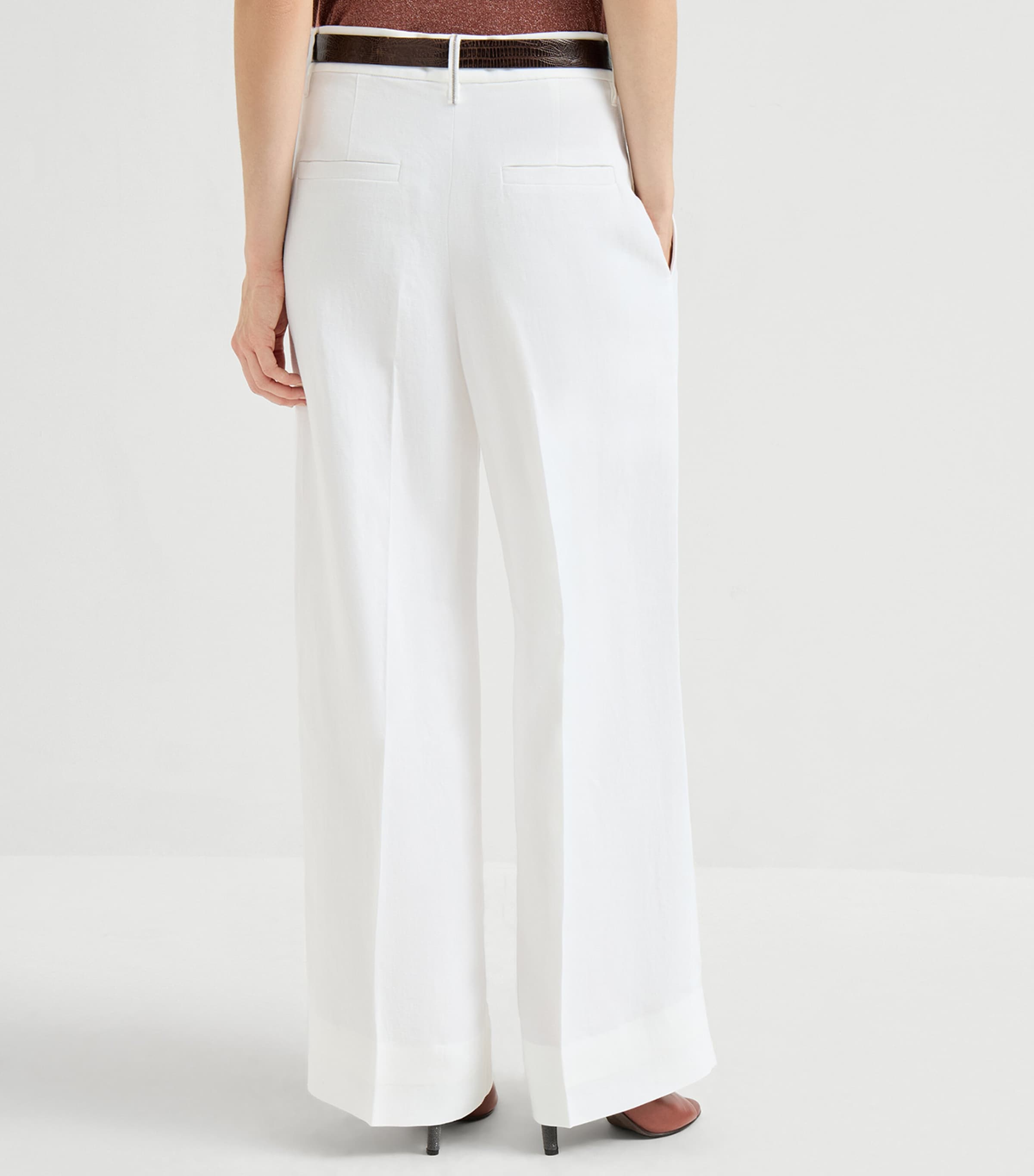 Brunello Cucinelli Womens Twill Pleated Loose Trousers Image 5
