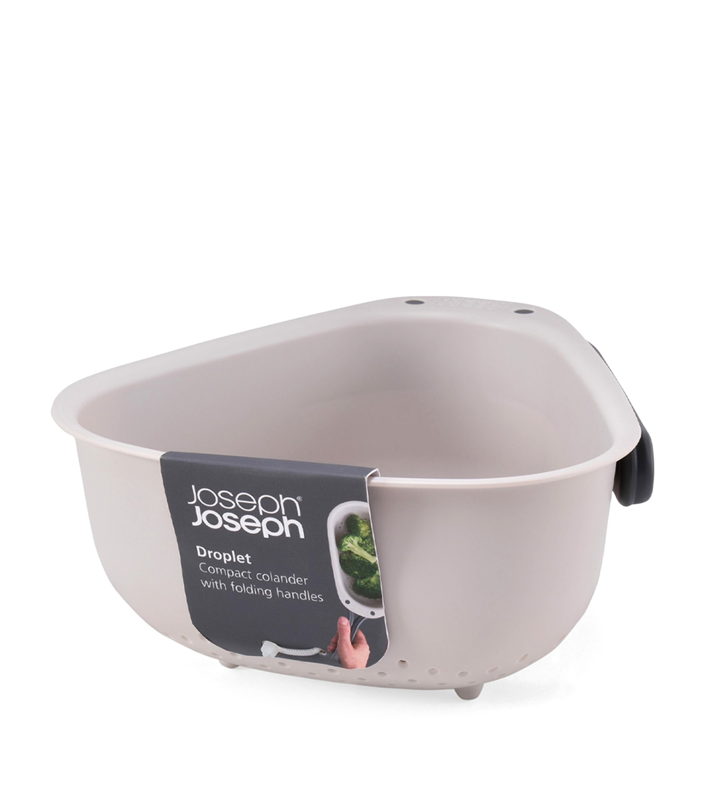 Large Droplet Colander with Folding Handle STONE Image 6