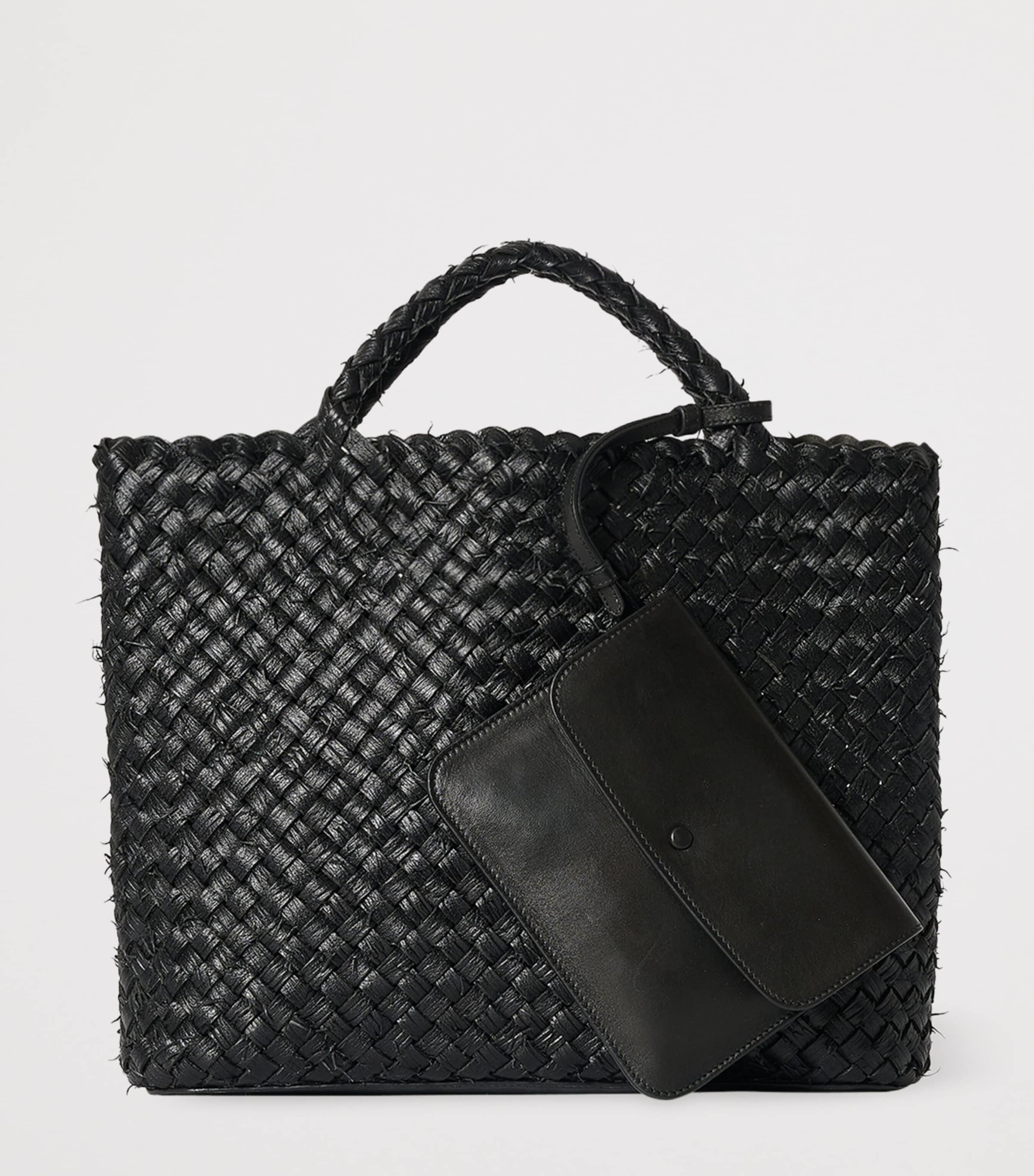 The Row Leather Woven Amber Tote Bag Black Image 2