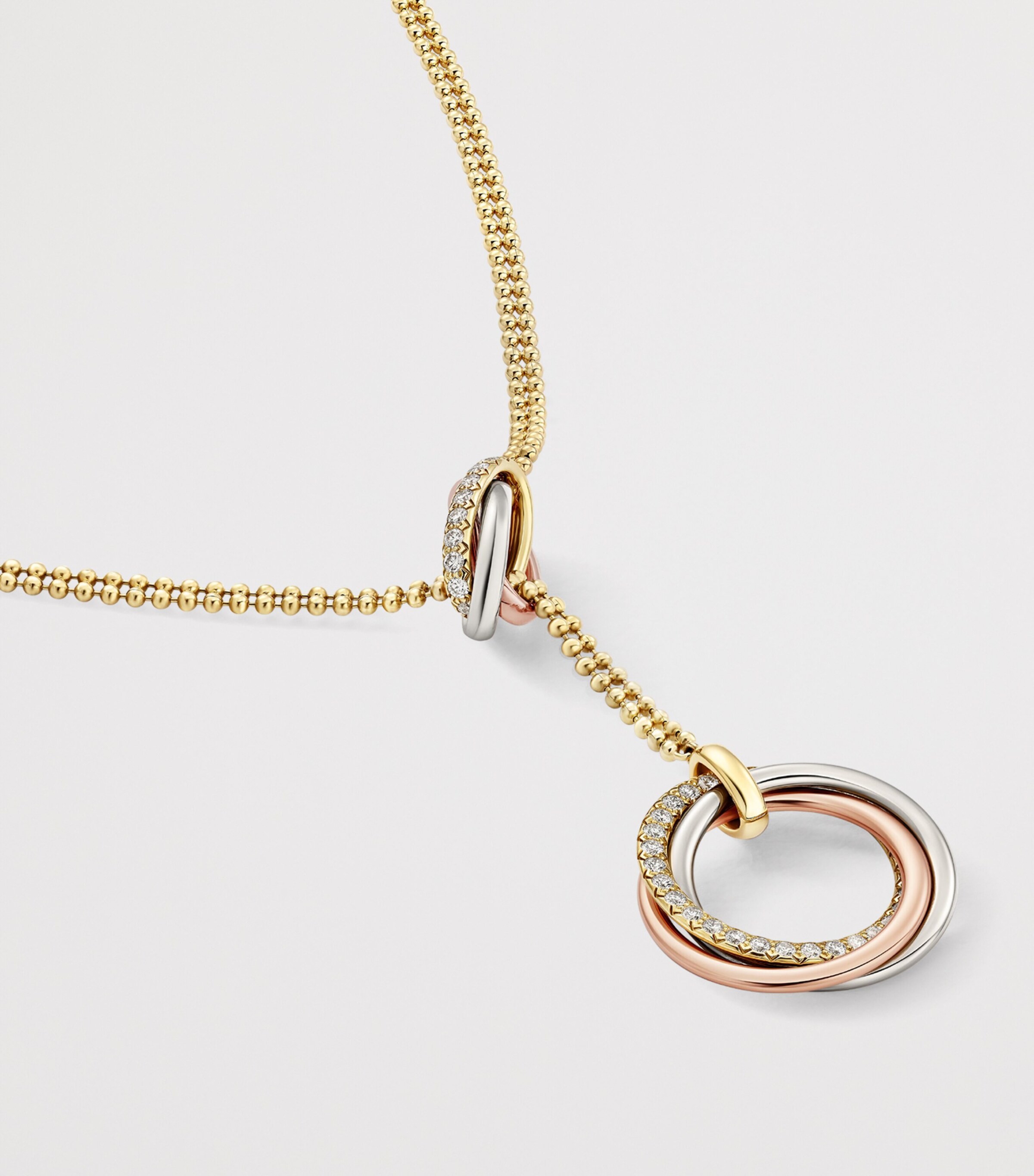 Mixed Gold and Diamond Trinity Necklace MIXED GOLD Image 4