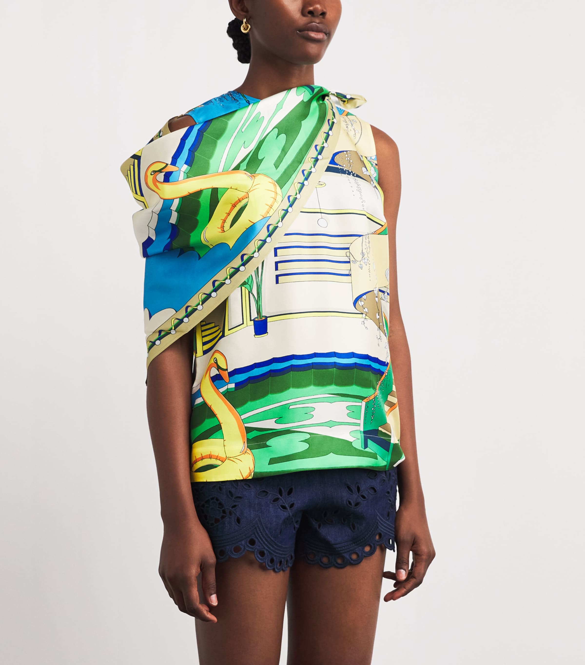 Tory Burch Womens Silk Printed Cape and Top The Pool Blue Image 4