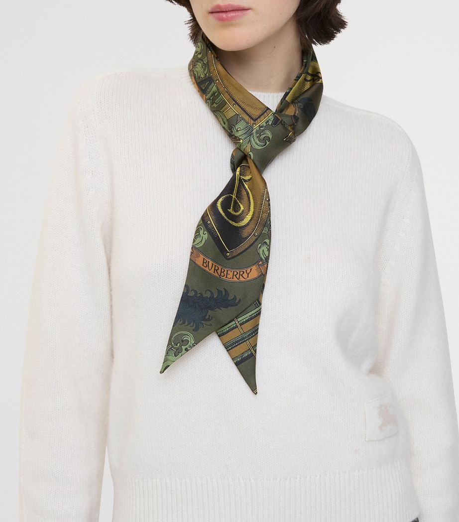 Skinny Silk Reversible Scarf MOAT GREEN Image 5