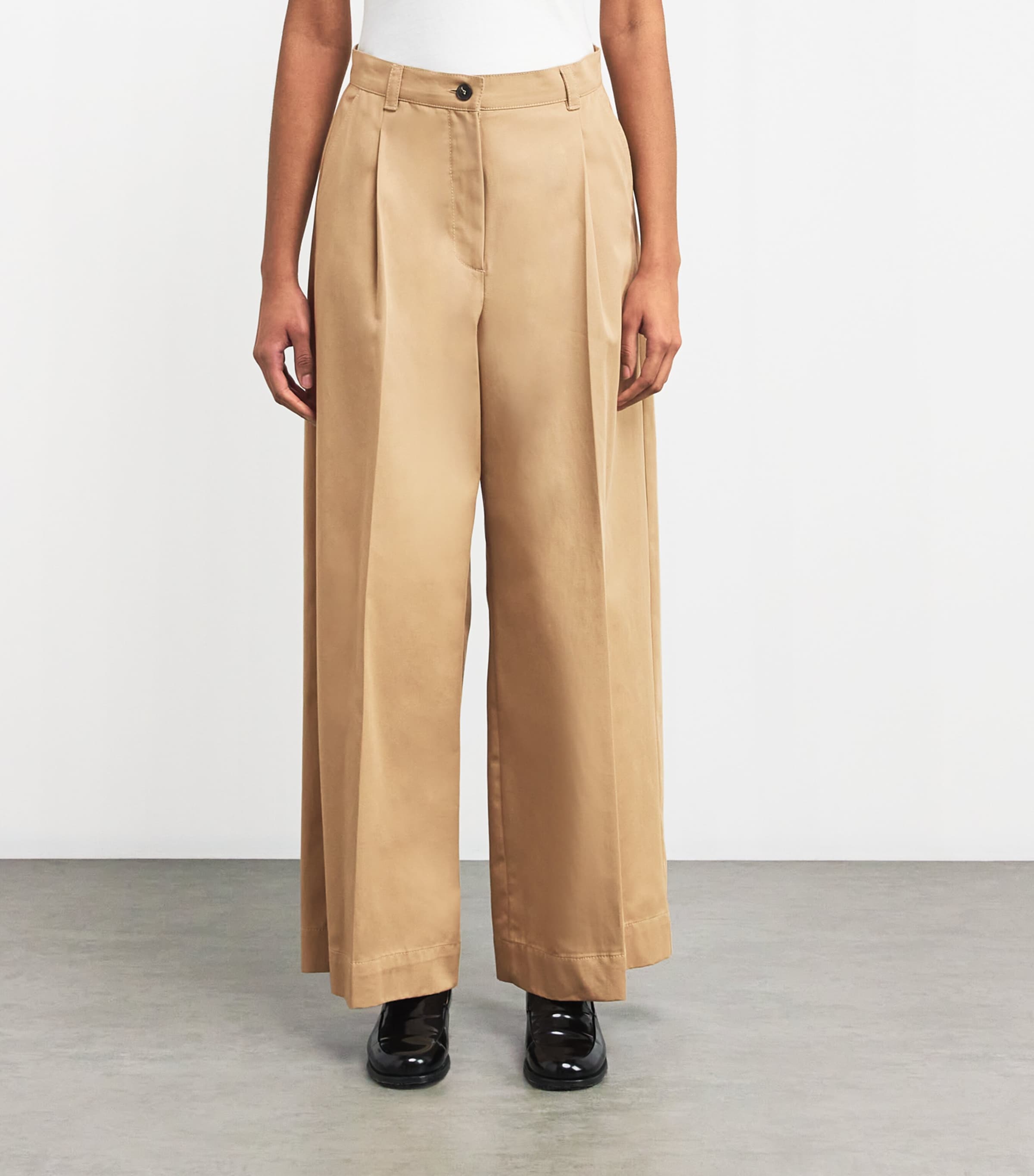 Weekend Max Mara Cotton Wide-Leg Nebbie Tailored Trousers