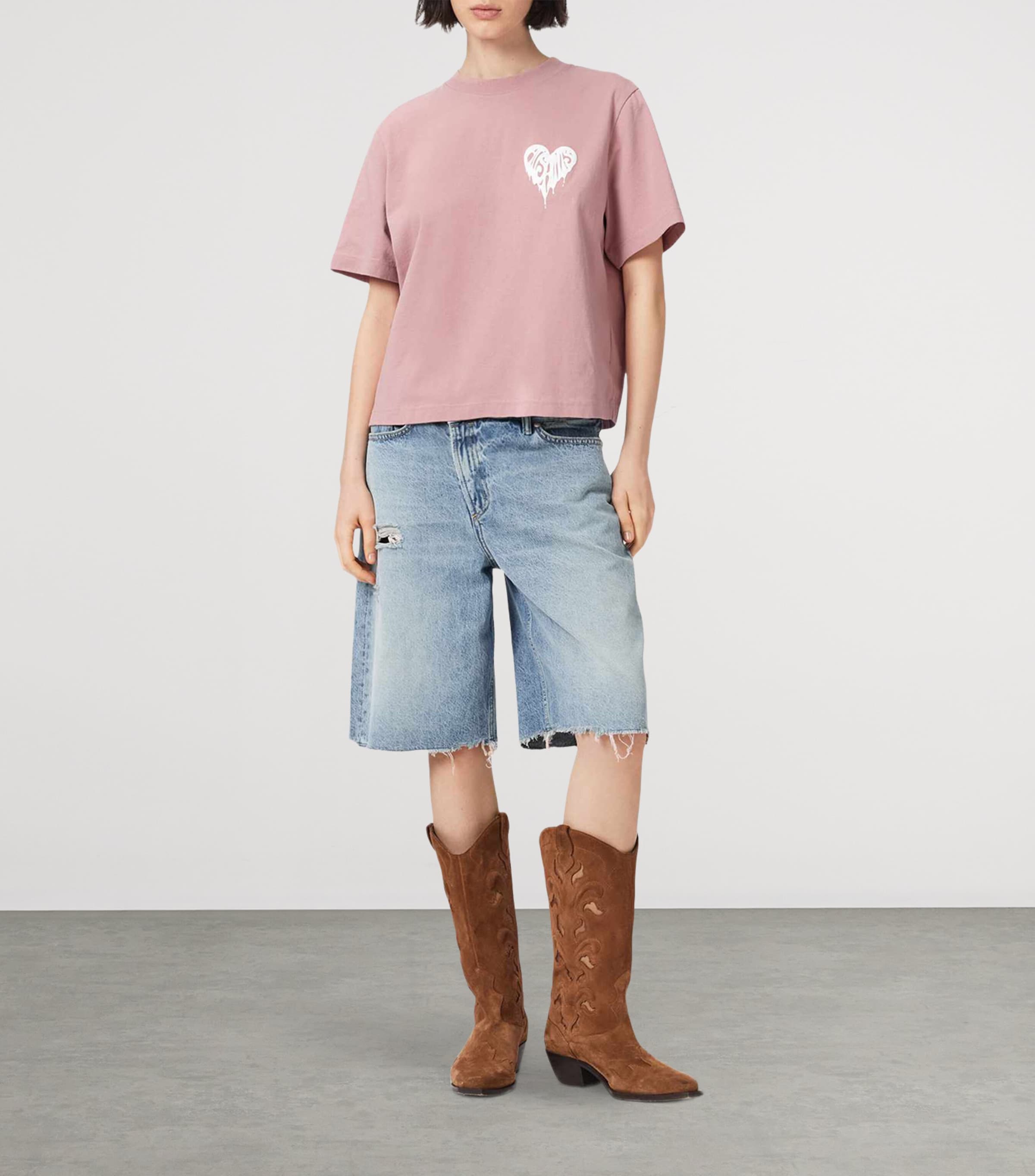 AllSaints Womens Organic Cotton Lisa Trip T-Shirt Woodrose Pink Image 2