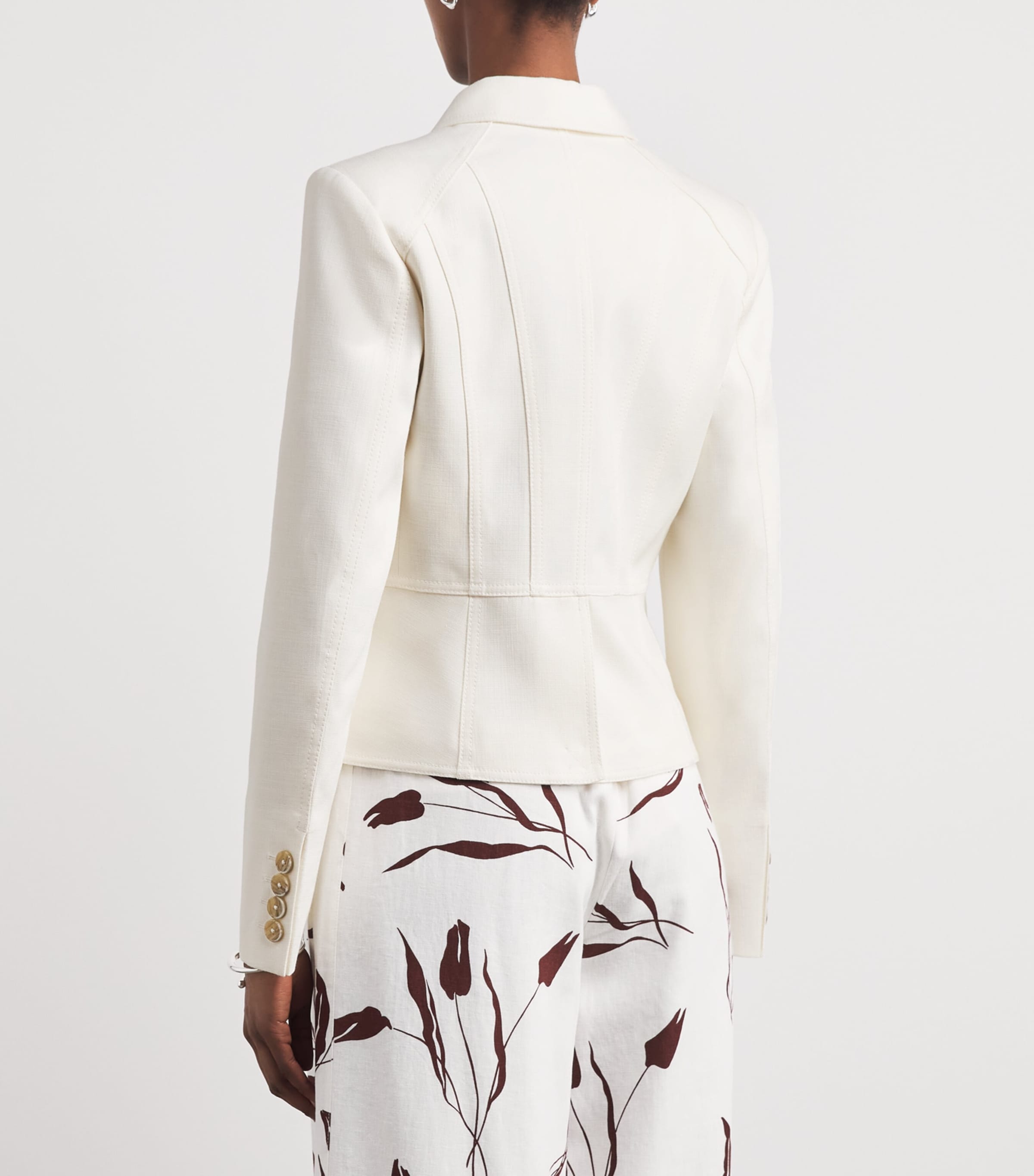 ME+EM Womens Fitted Cropped Jacket Ivory Image 5