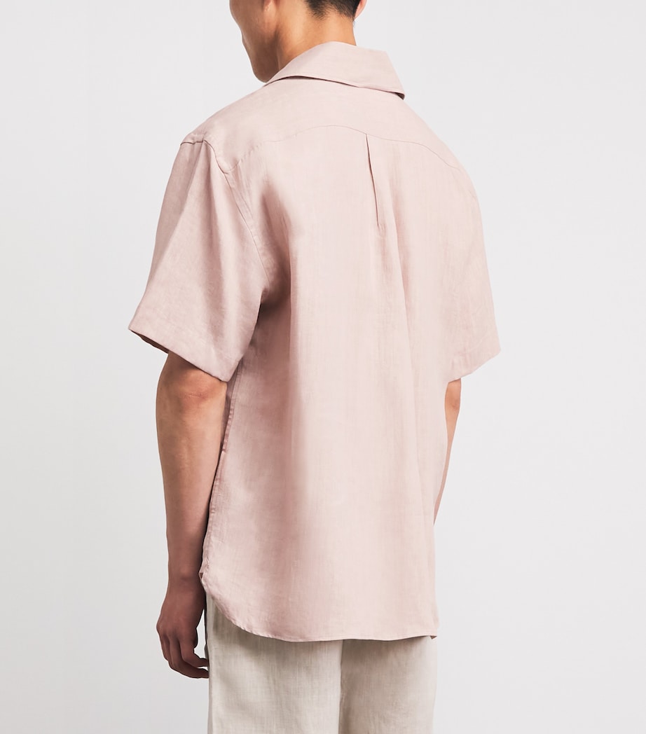 Eleventy Mens Linen Bowling Shirt Cipria Image 5