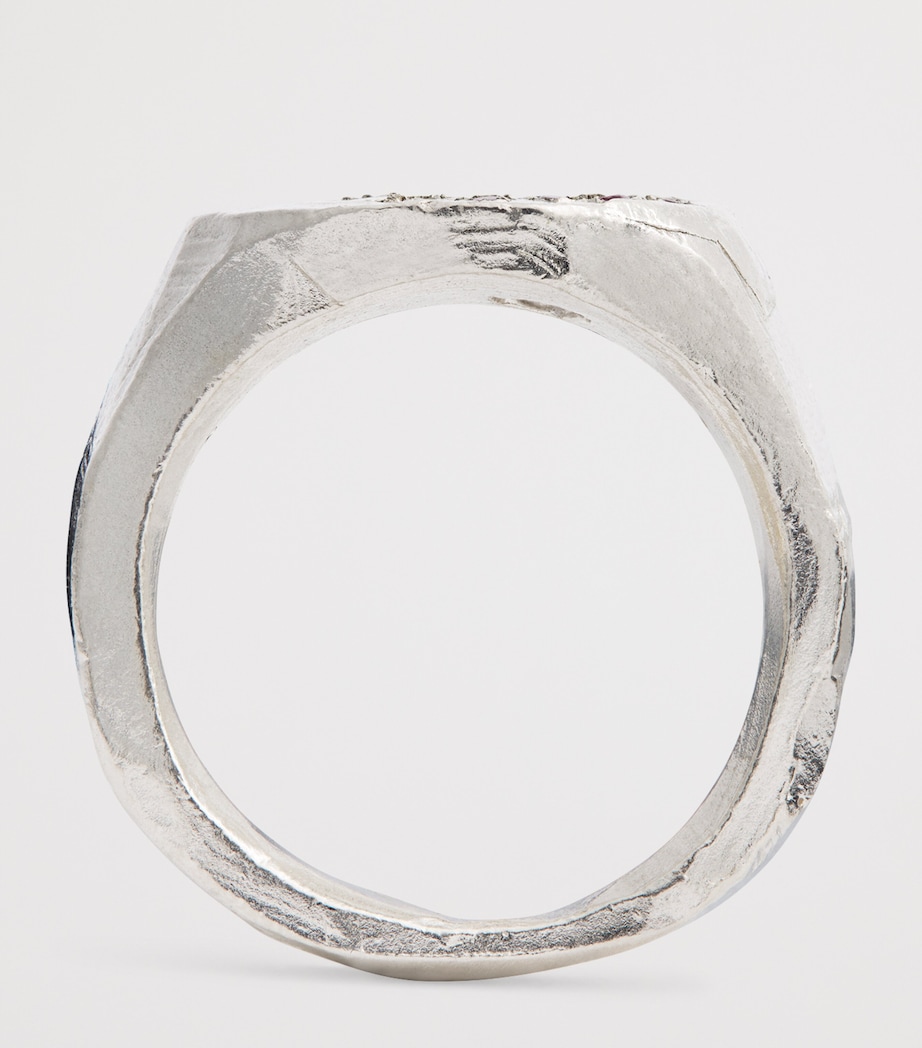 Recycled Sterling Silver, Sapphire and Ruby Island Signet Ring SILVER Image 2