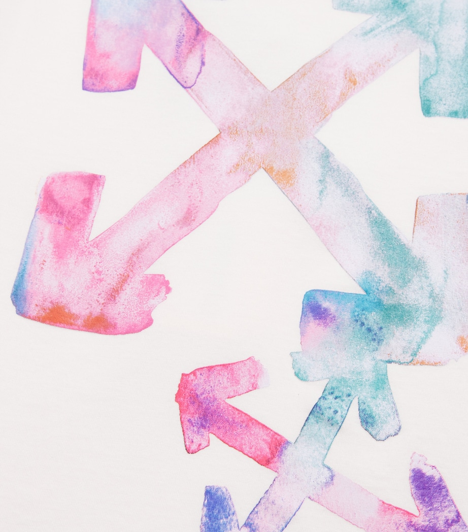 Cotton Watercolour Arrow T-Shirt (4-12+ Years) 0184WHITE-MULTI Image 3