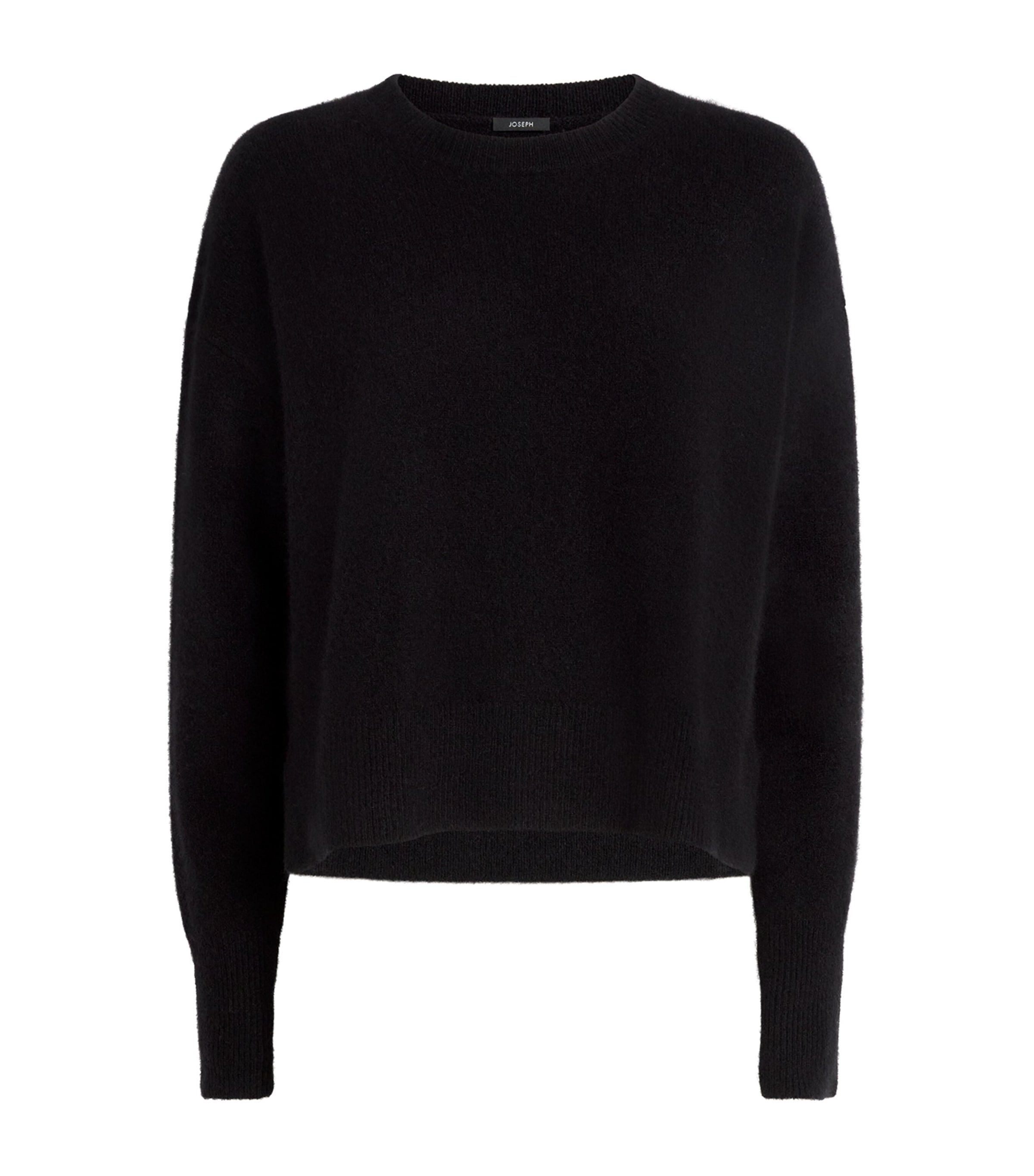 Joseph Brushed Cashmere-blend Round-neck Sweater In Black