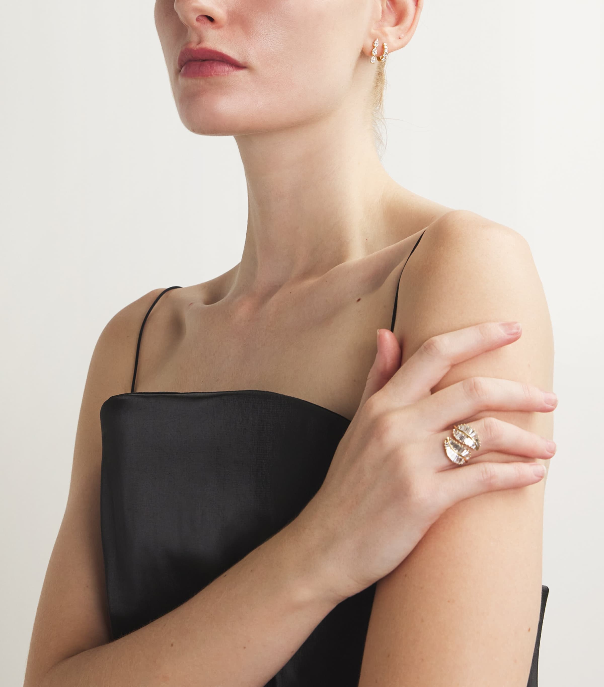 Yellow Gold and Diamond Huggie Earrings YELLOW GOLD Image 5