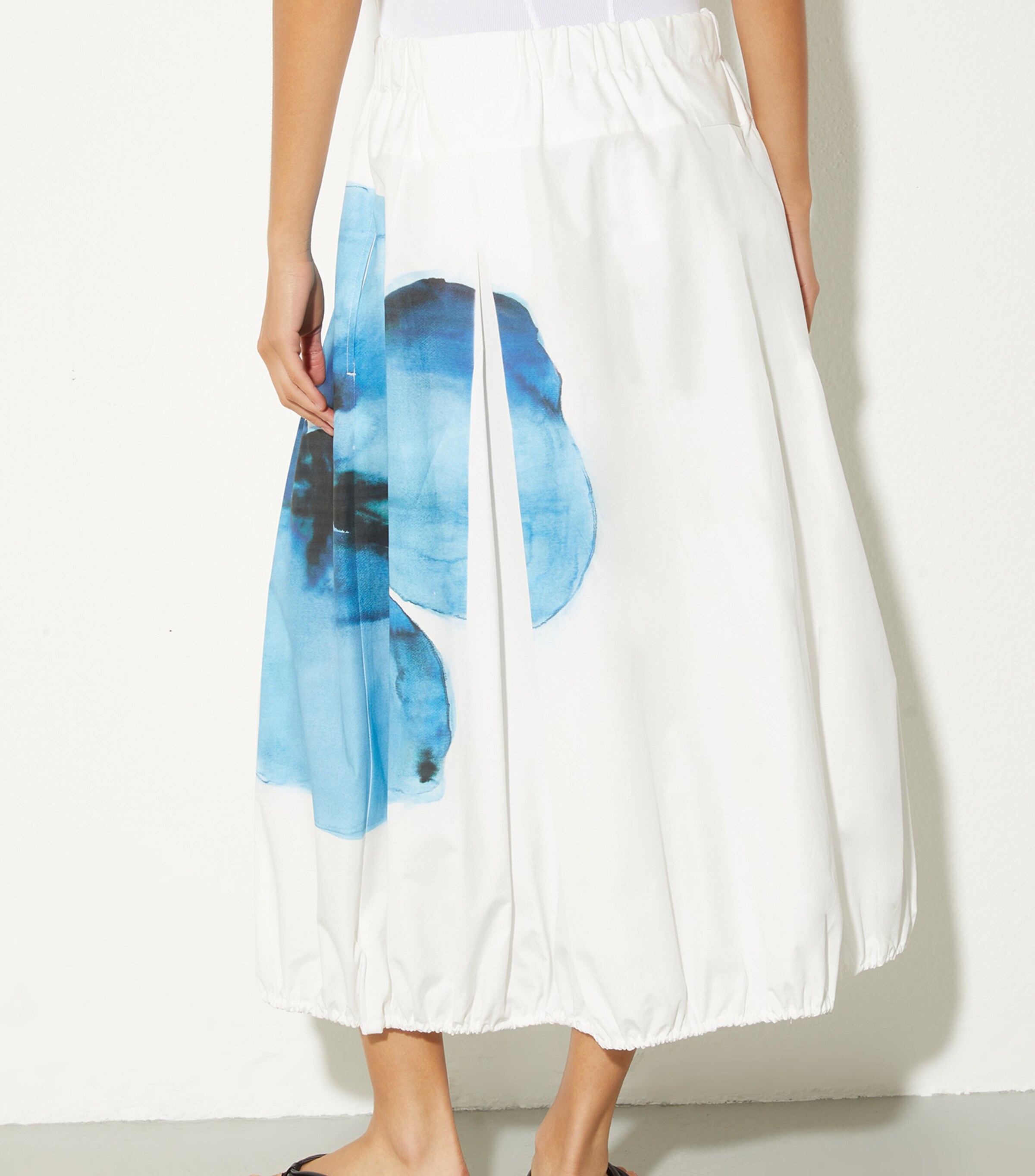 MAX&Co. Womens Cotton Floral Print Midi Skirt Cream Image 4