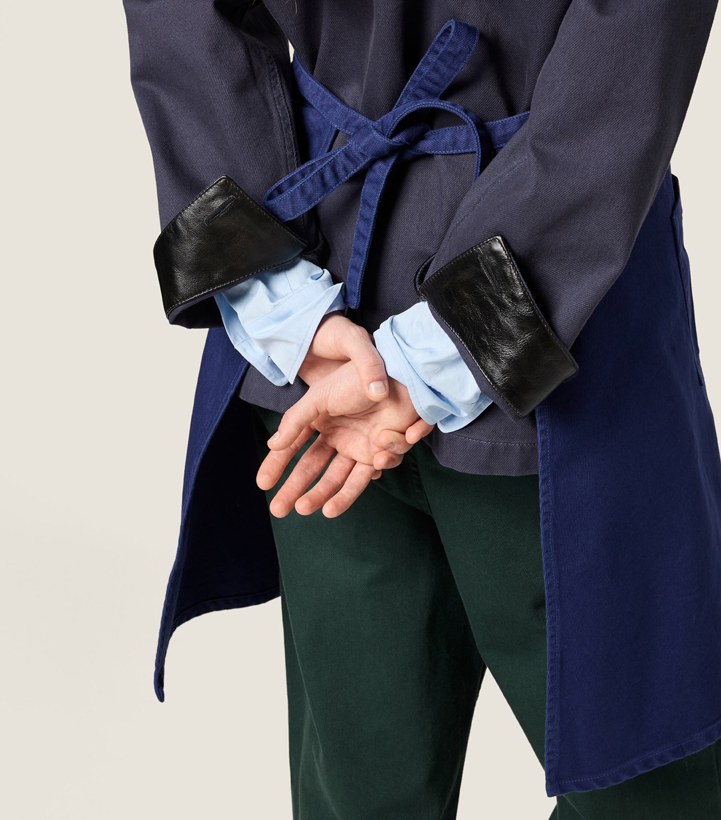 Miu Miu Womens Garment-Dyed Gabardine Apron Blue Image 6