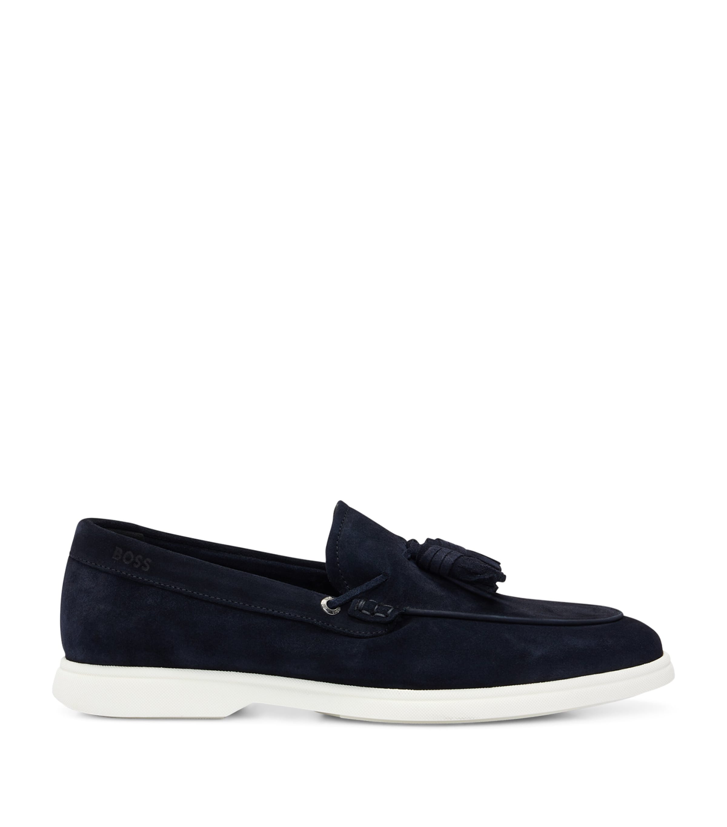 Shop Hugo Boss Suede Tassel Loafers In Blue