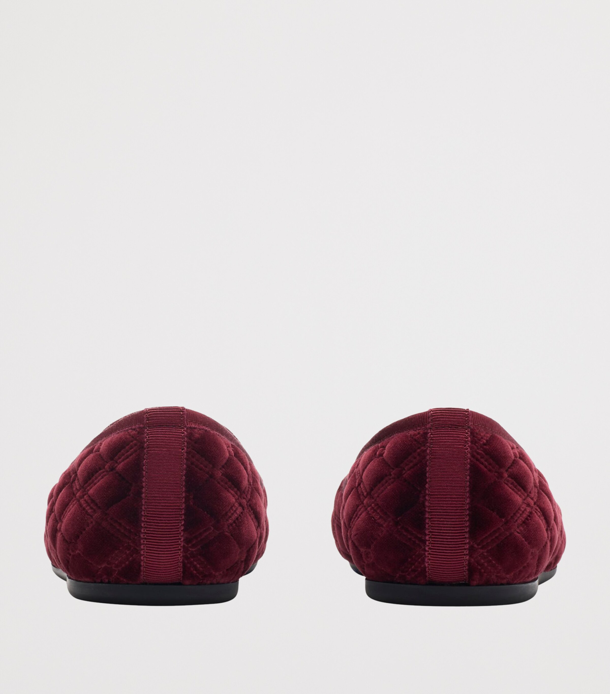 Velvet Quilted Slippers WINE RED Image 3