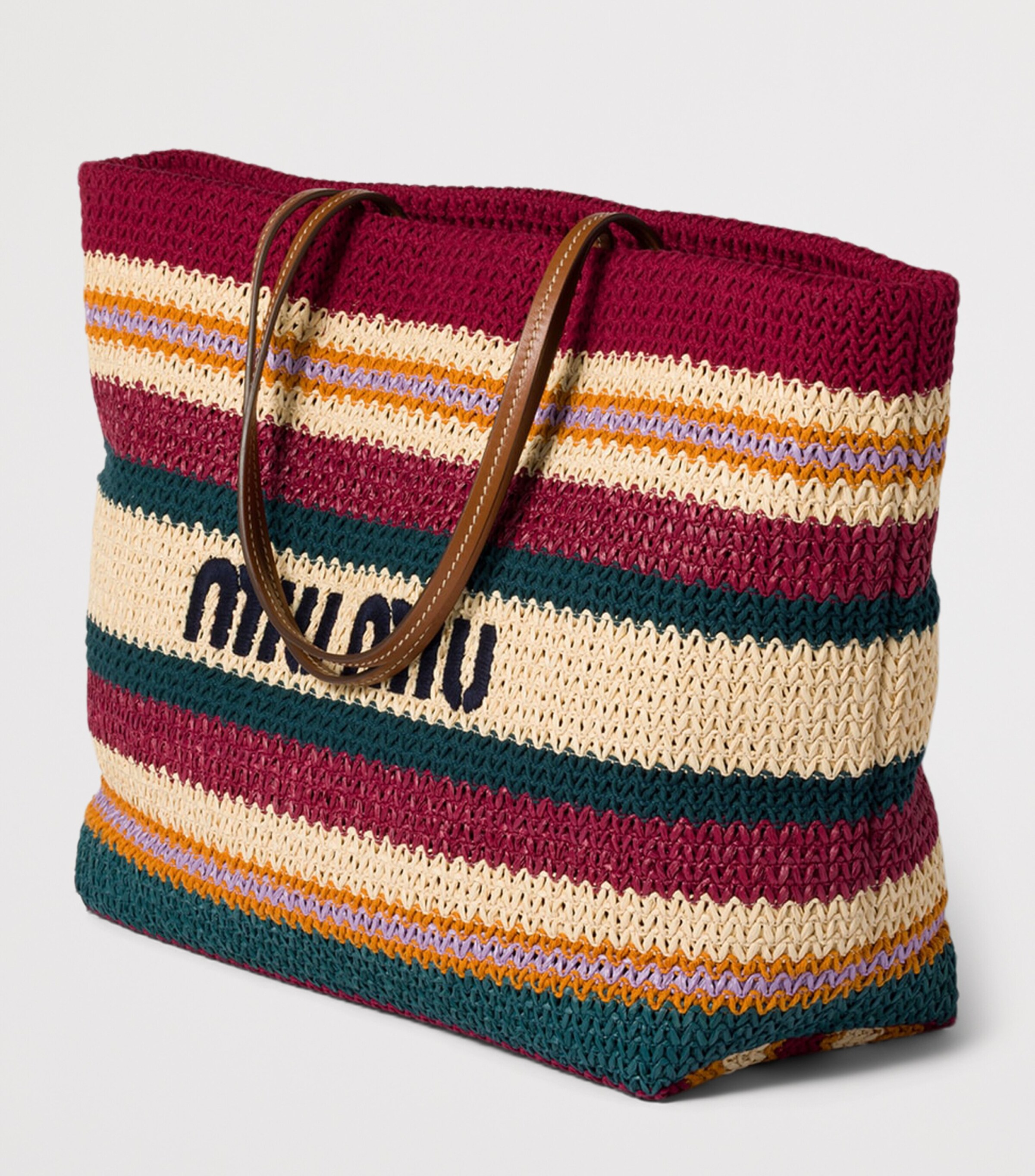 Miu Miu Raffia-Effect Woven Tote Bag Image 2