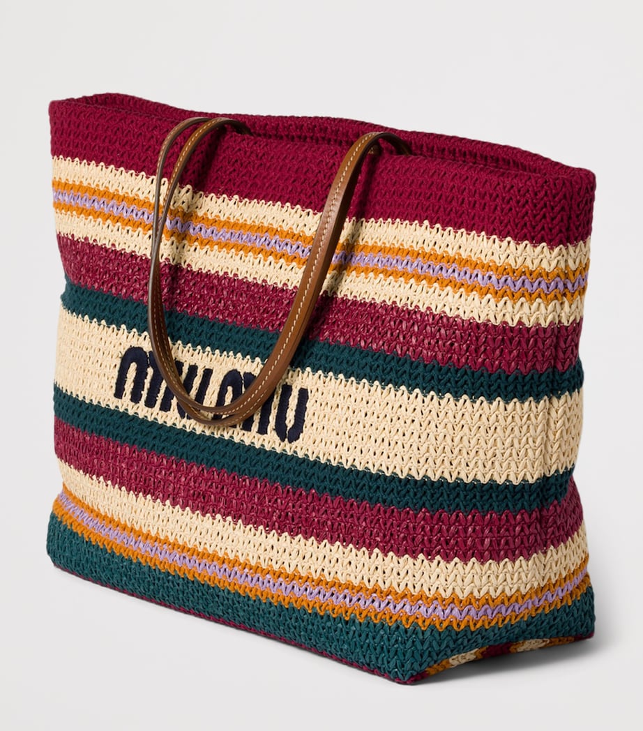 Miu Miu Raffia-Effect Woven Tote Bag Image 2