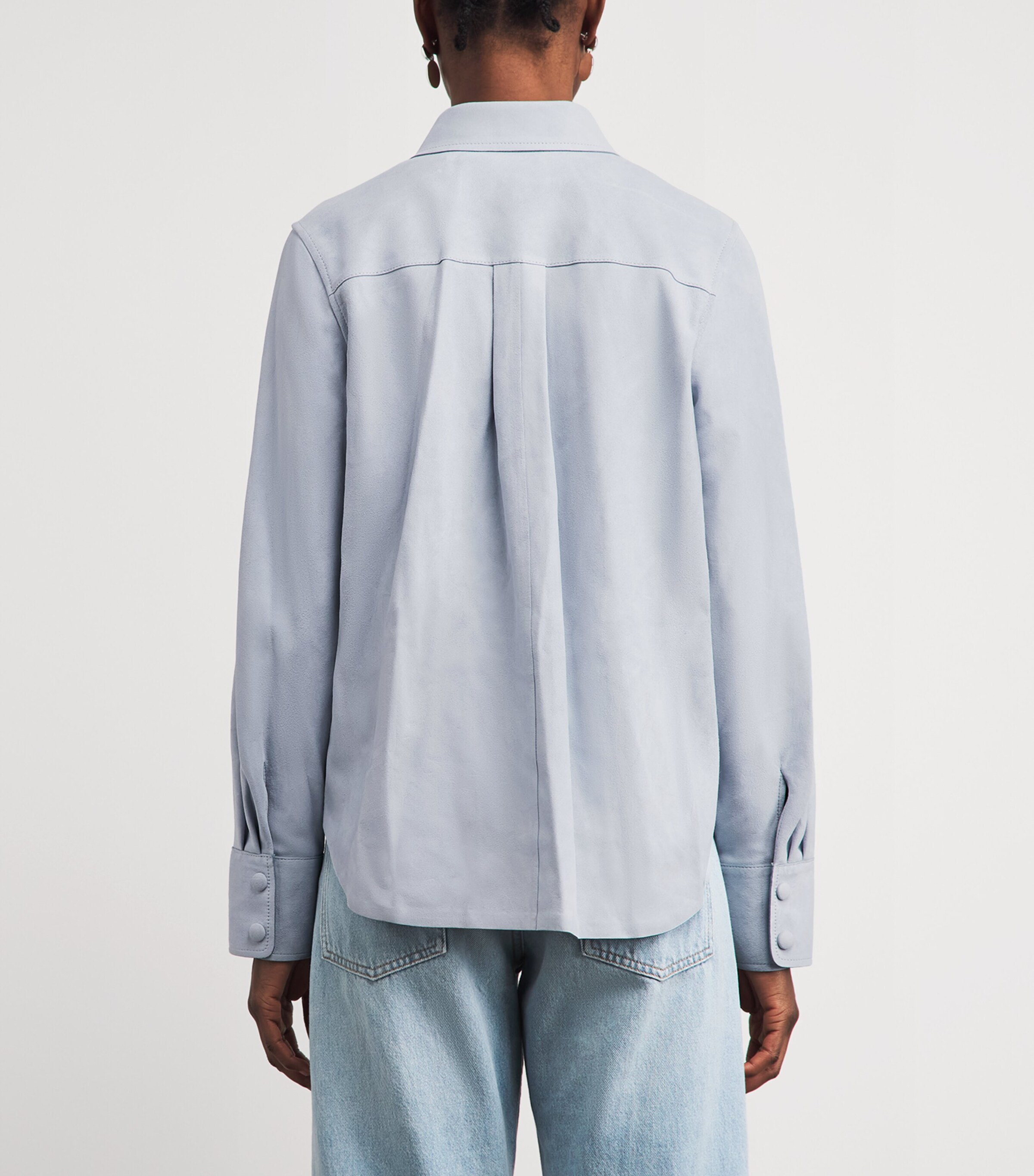 FRAME Womens Goat Suede Shirt Skyb Sky Blue Image 5