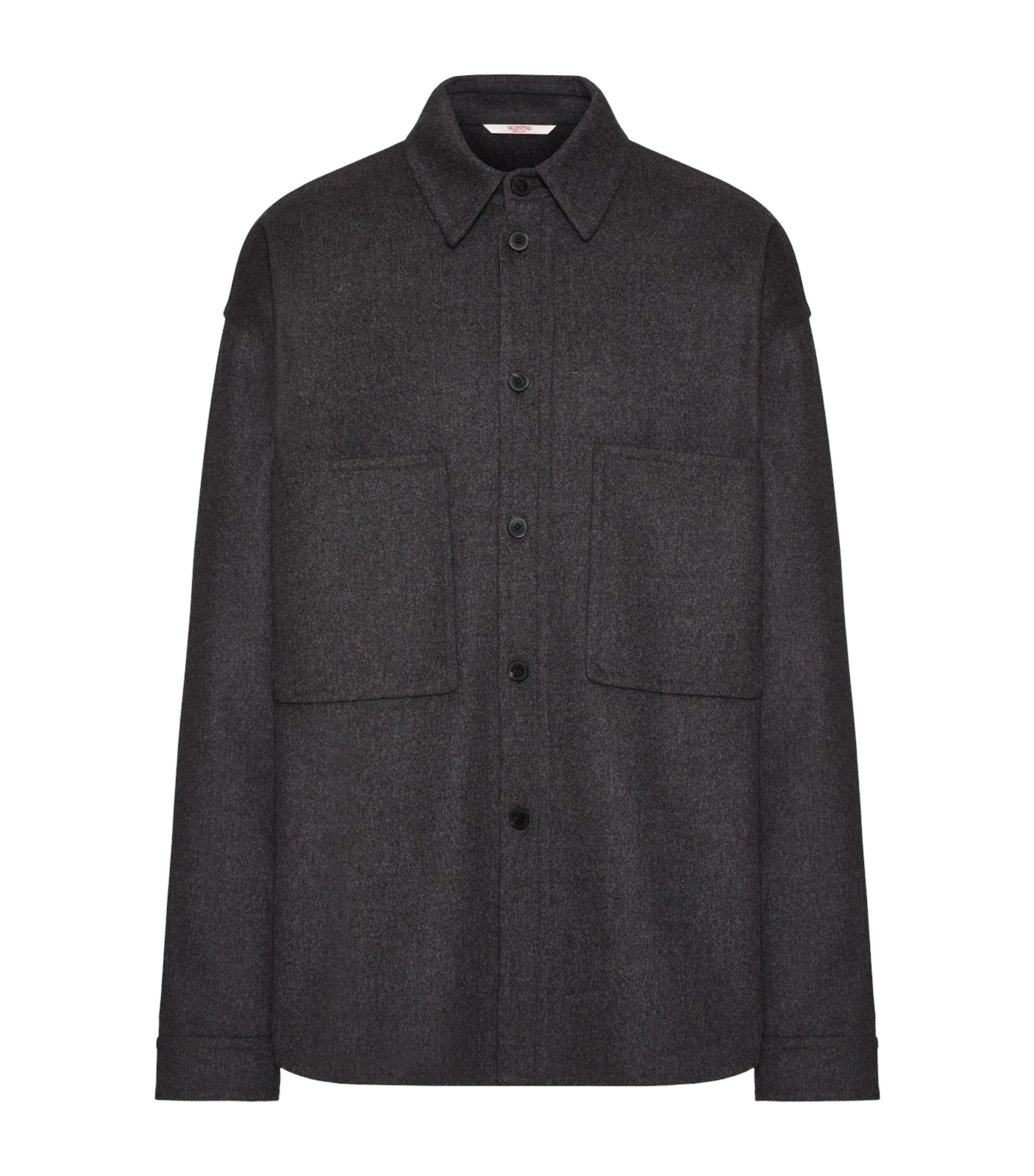 Shop Valentino Virgin Wool Overshirt In Grey