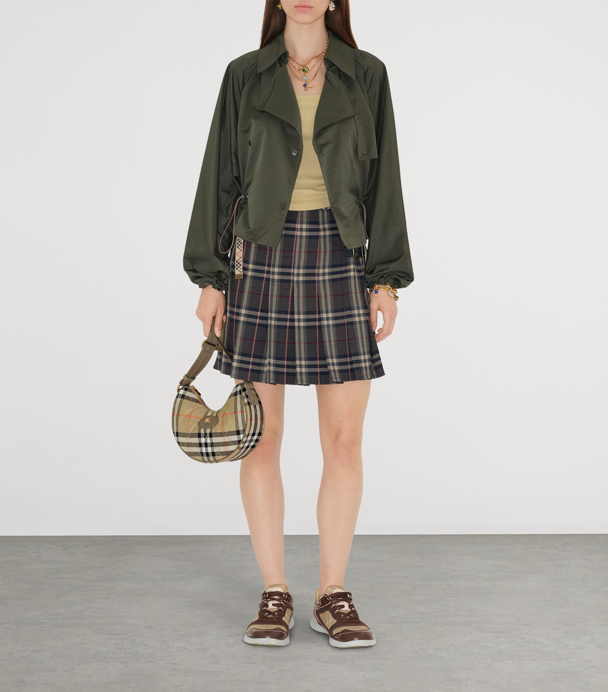 Check Horseshoe Cross-Body Bag SAND Image 2