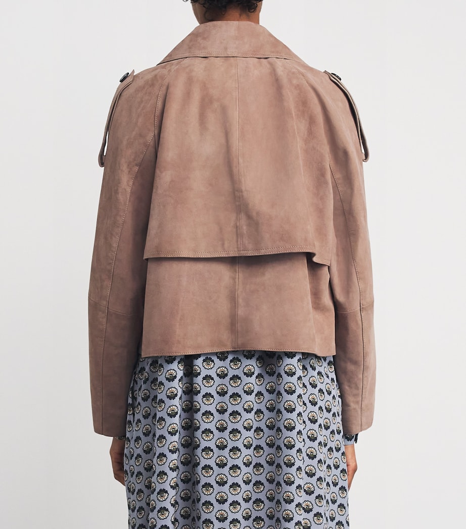 Suede Short-Line Trench Coat MARRON GLACE' Image 4