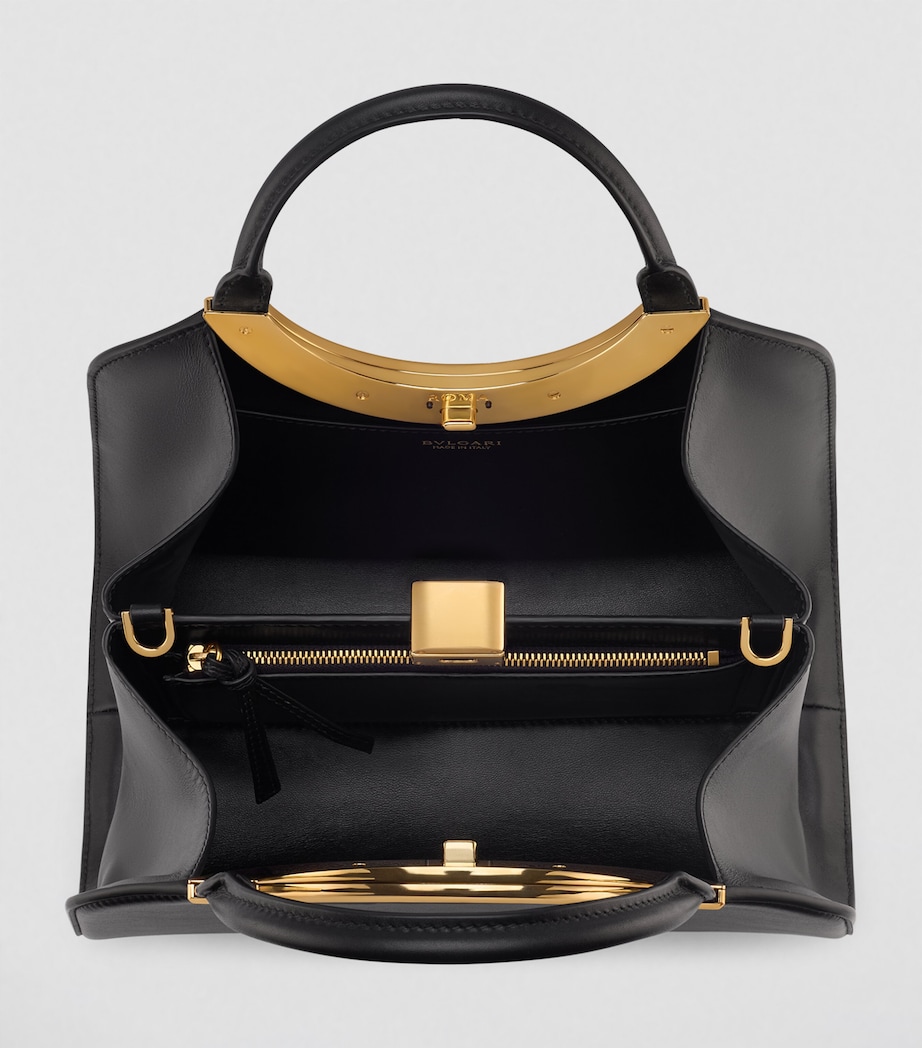 Bvlgari Medium Leather Roma Top-Handle Bag Black Image 3