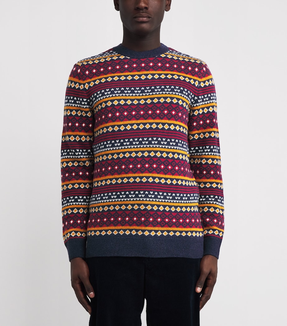 Wool-Cotton Easdale Fair Isle Sweater NAVY Image 3