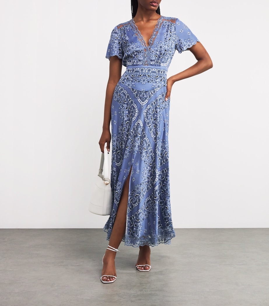 Maje Blue Bandana Print Midi Dress | Harrods US