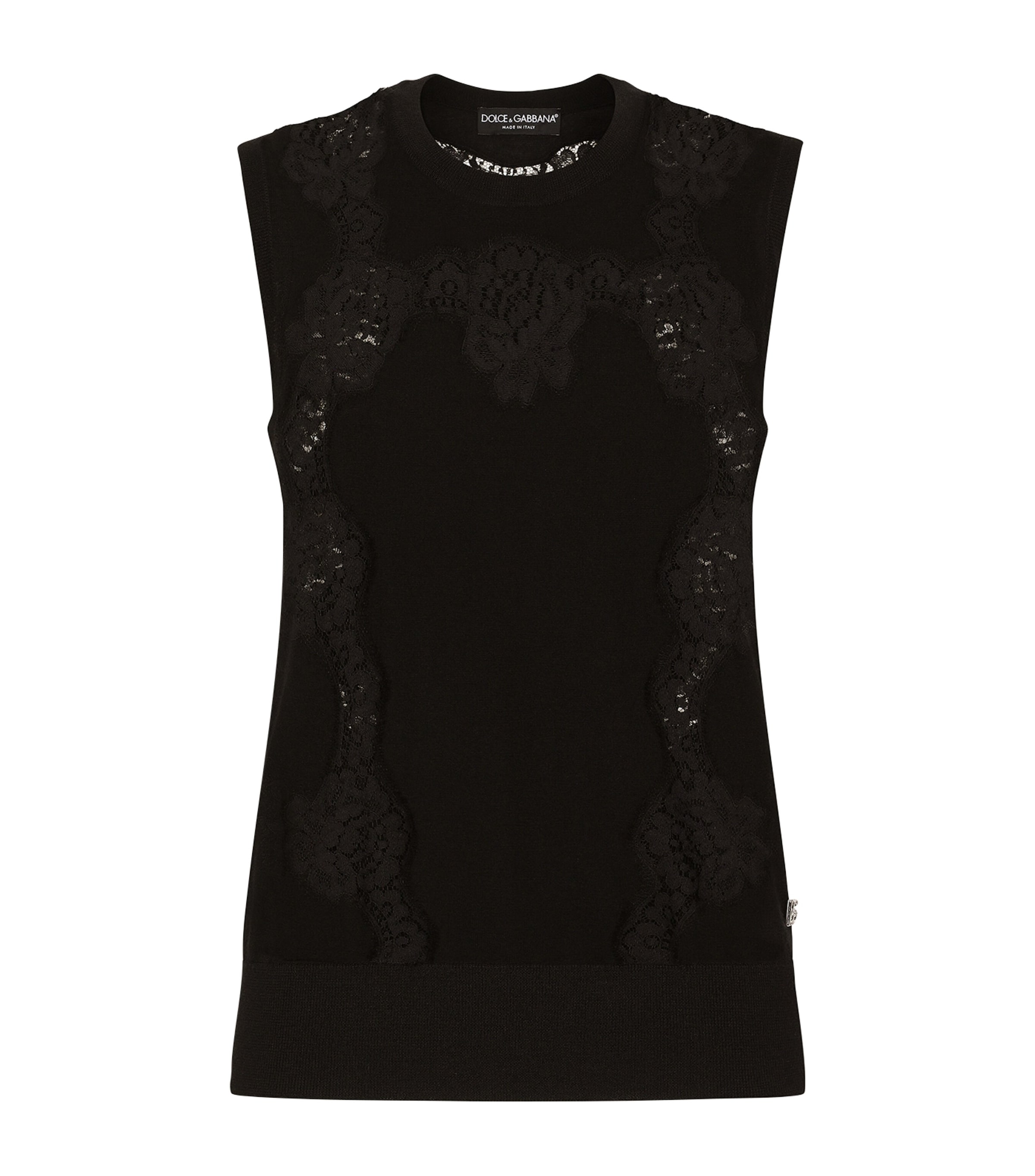 Dolce & Gabbana Cashmere And Silk Sweater With Lace Inlay